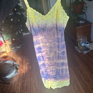 Tie-Dye Lace Trim Vintage Slip Dress